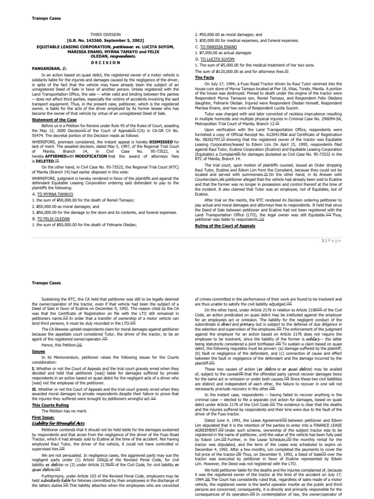 5th Set Transpo Cases | PDF | Negligence | Lawsuit
