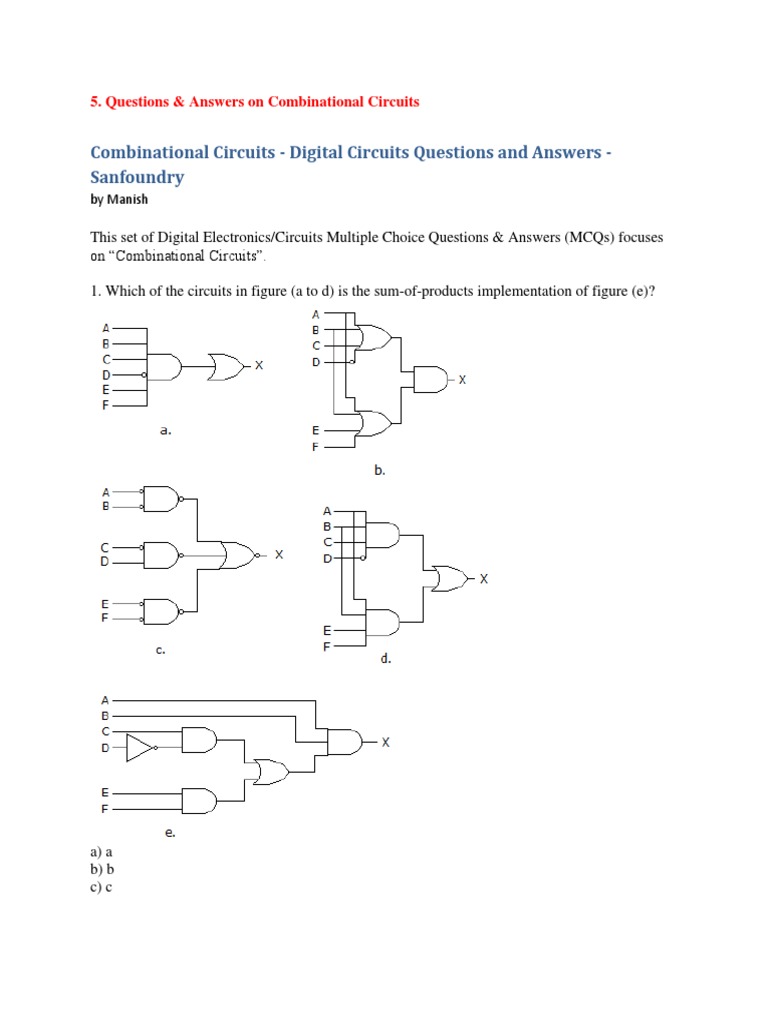 5 Questions Answers On Combinational Circuits Liquid Crystal Display Logic Gate
