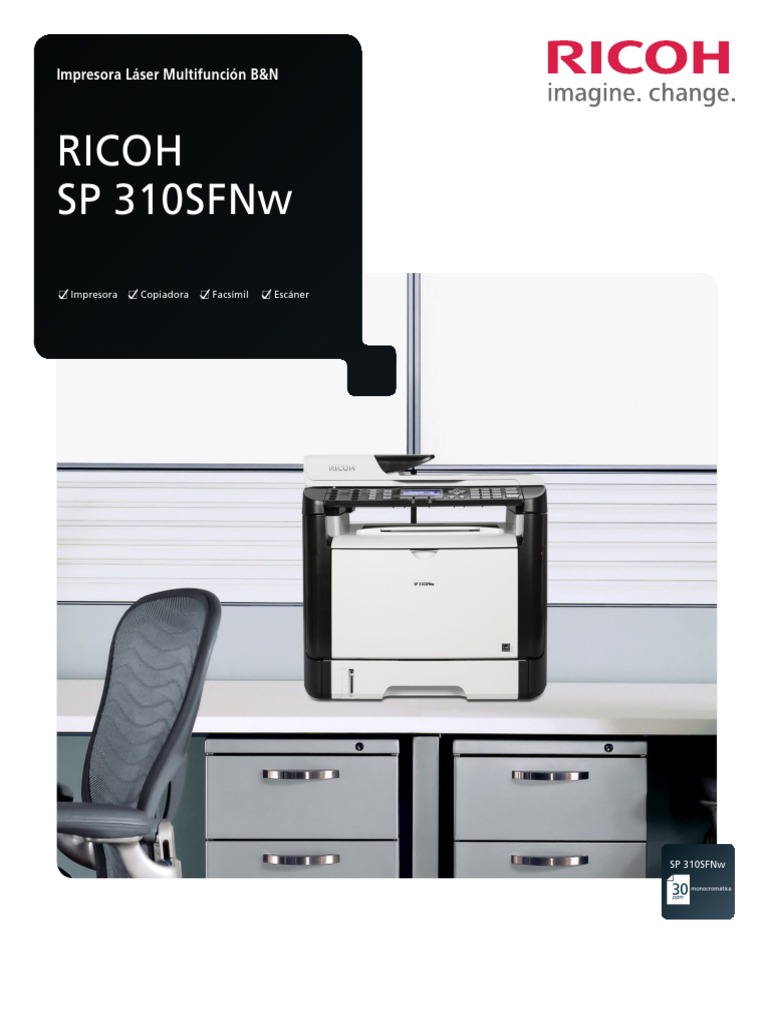 RICOH SP310SFNw PDF | PDF | Fax | Escáner de imagen