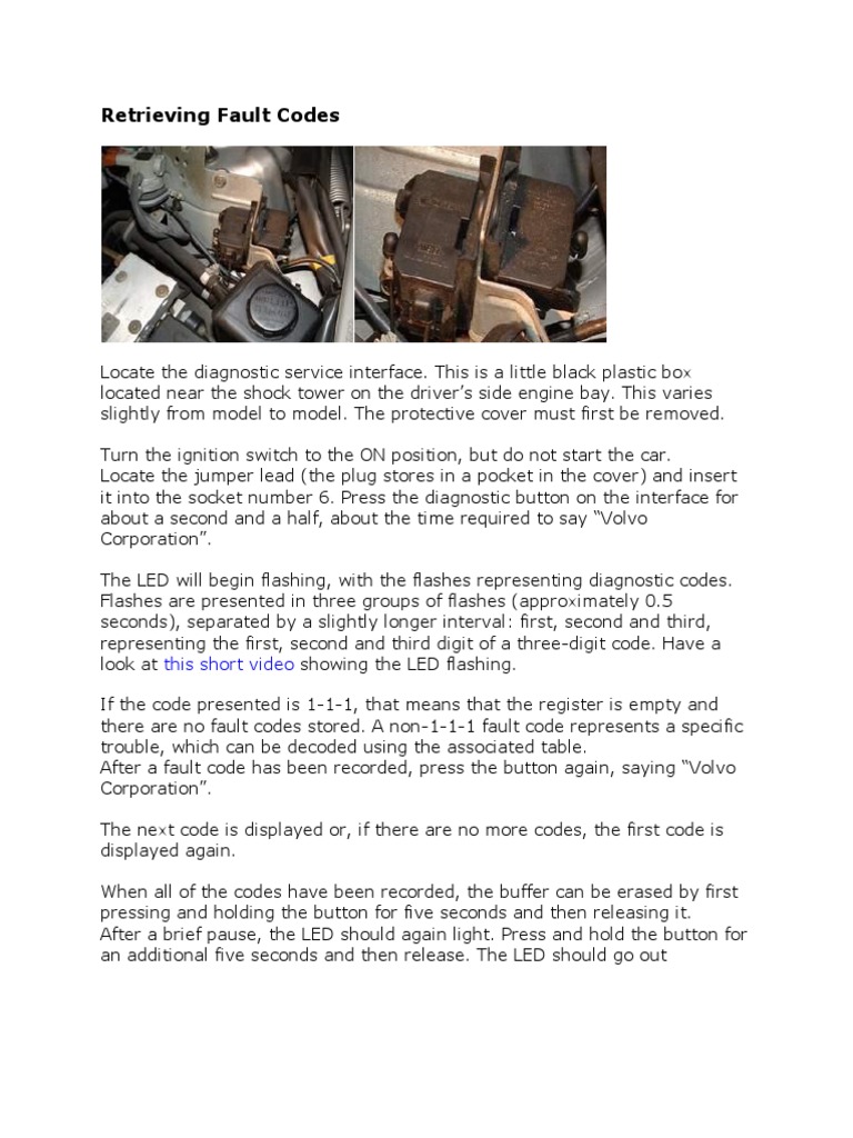How to Retrieve Fault Codes in Volvo | PDF