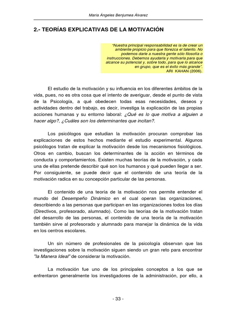 Teorías de la Motivación en Psicología | PDF | Autoeficacia | Motivación