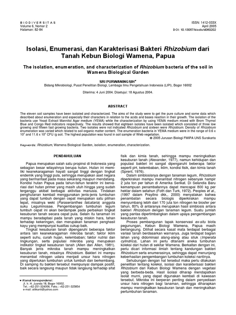 Isolasi, Enumerasi, Dan Karakterisasi Bakteri Rhizobium Dari Tanah ...
