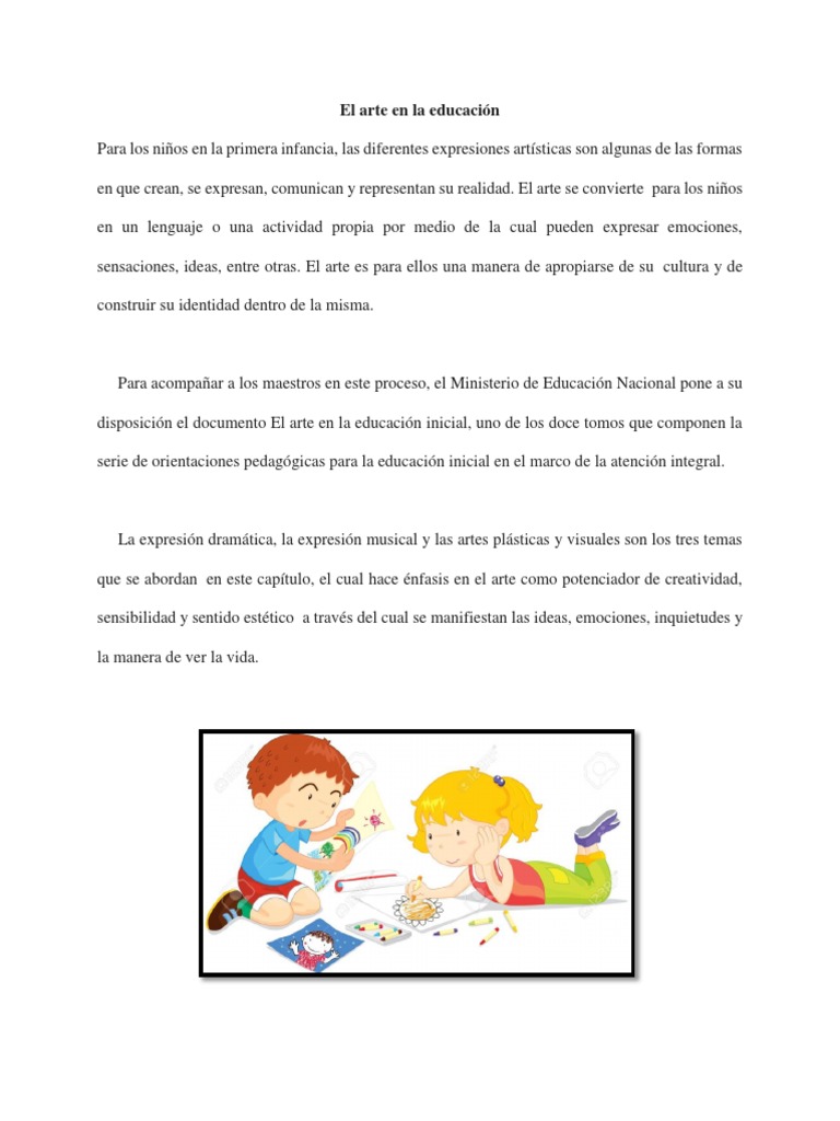 El Arte en La Educación | PDF | Jardín de infancia | Creatividad
