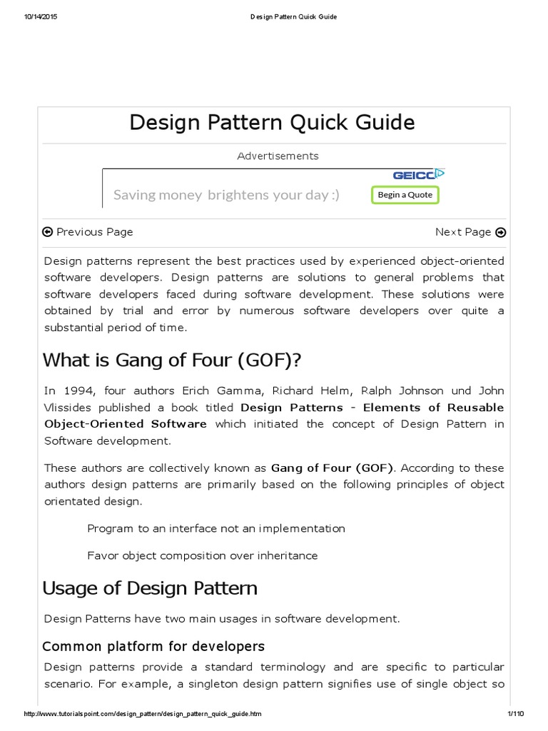 Design Pattern Quick Guide | PDF | Method (Computer Programming ...