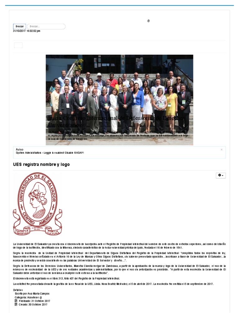 UES Registra Nombre y Logo Oficial | PDF | Propiedad intelectual | El ...