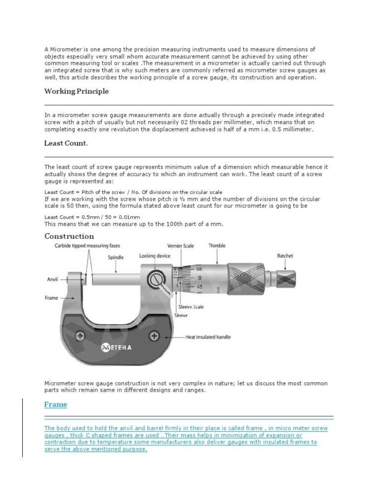 Micrometer Screw Guage PDF Screw Scientific Observation