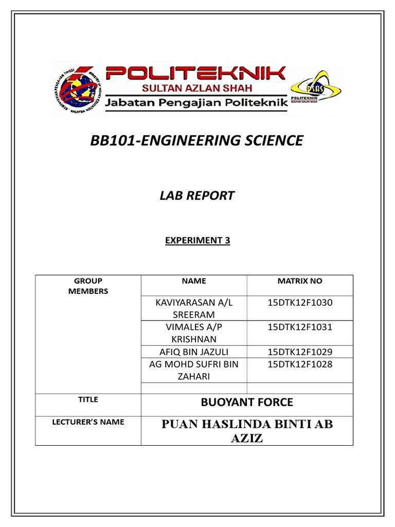 Lab report Archimedes Principle.doc Buoyancy Soft Matter