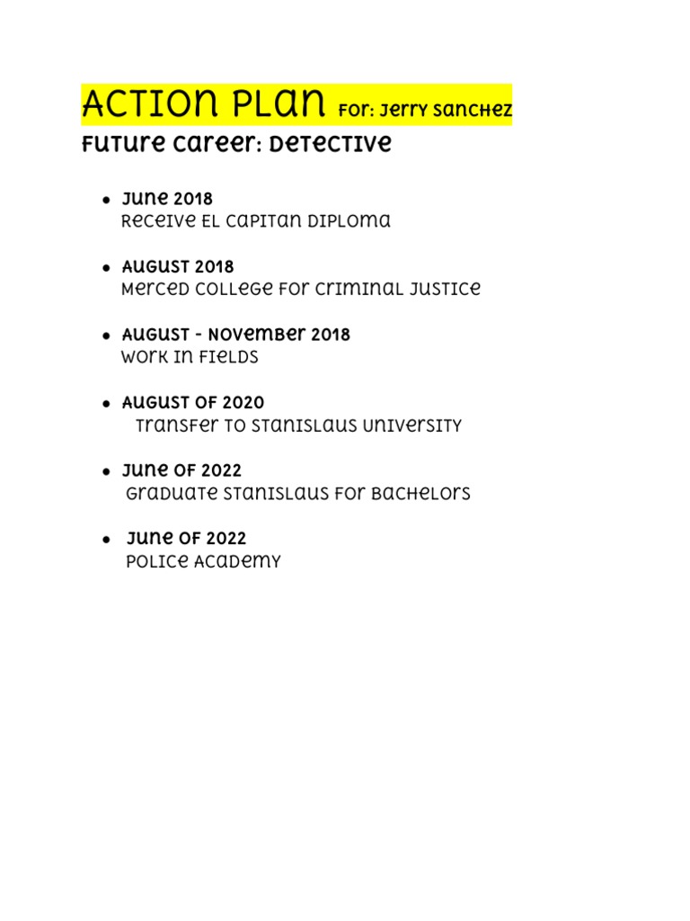 Jerry Sanchez Career Plan: Detective | PDF