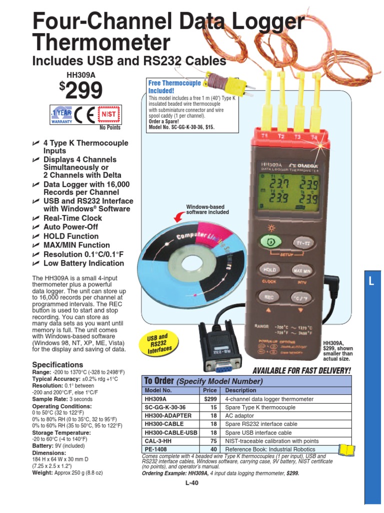 4 Channel Handheld Data Logger Thermocouple Thermometer :: OMEGA