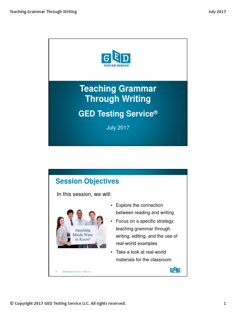 Teaching Grammar Through Writing: GED Testing Service | PDF | Essays ...