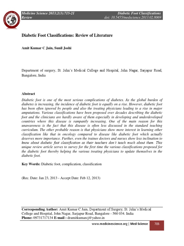 Diabetic Foot Classifications Overview | PDF | Wound | Diabetes Mellitus