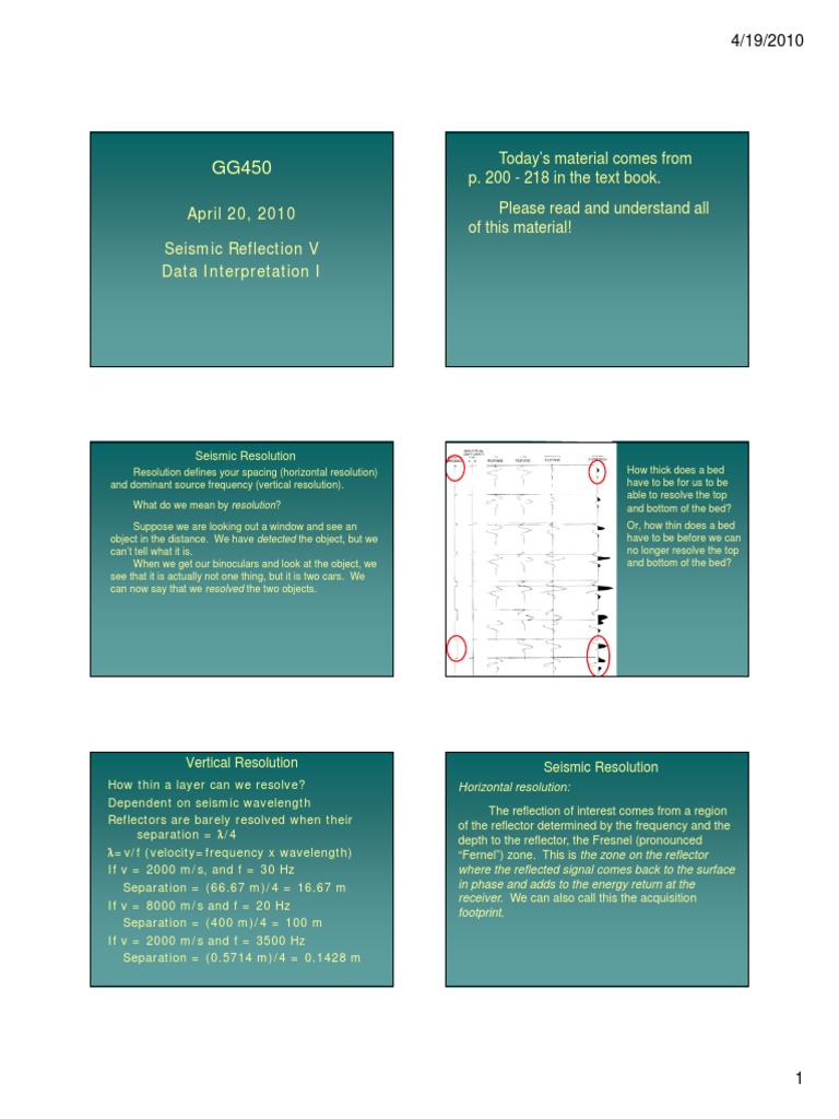 Seismic Reflection Data Interpretation I Pdf Optical Resolution