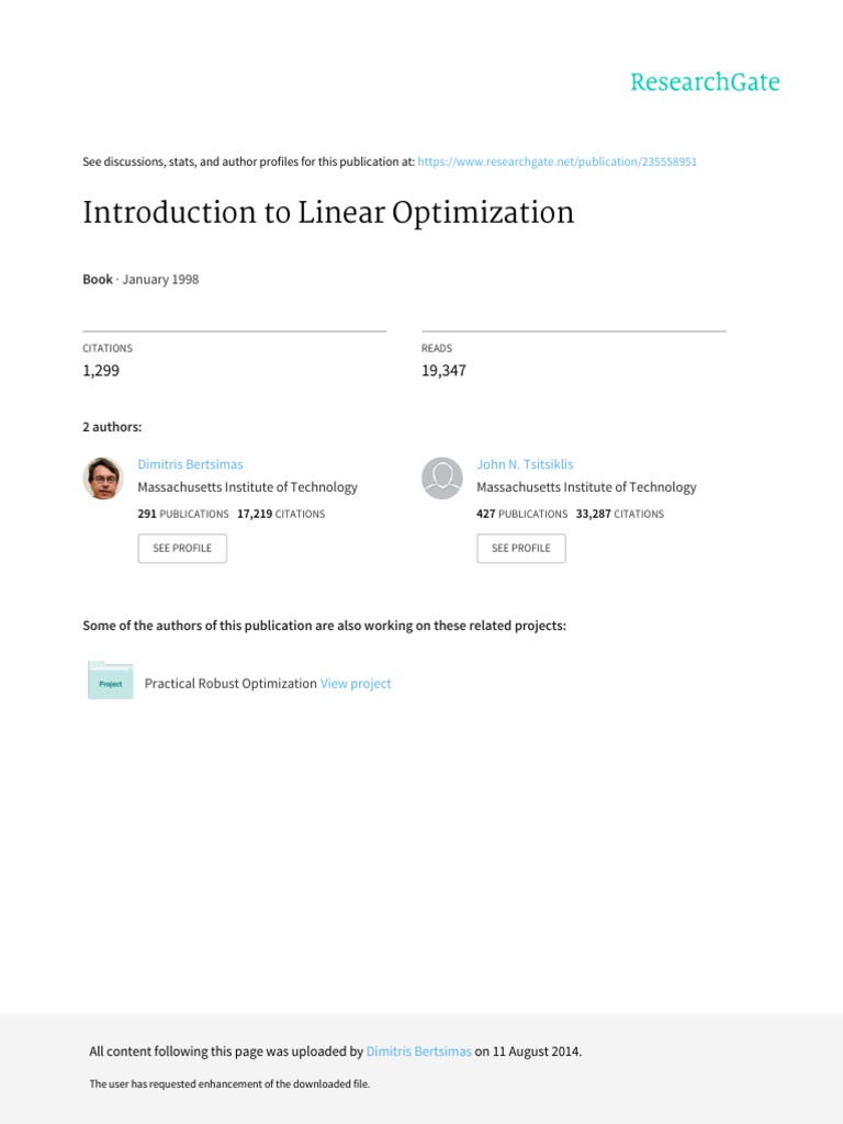 Introduction To Linear Optimization | PDF | Mathematical Optimization ...