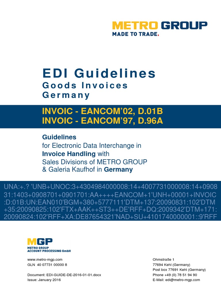 023 - Edi Guide de 2016 01 01 | PDF | Electronic Data Interchange | Invoice