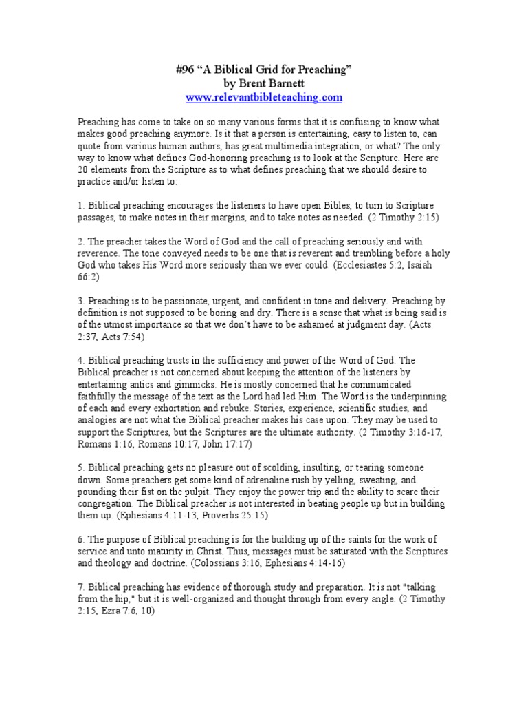 Biblical Principles of Effective Preaching | PDF | Sermon | Epistle To ...