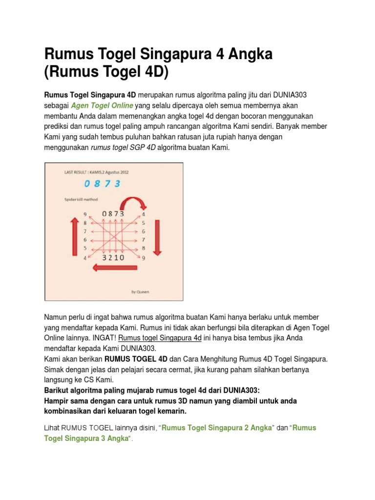 rumus togel singapore