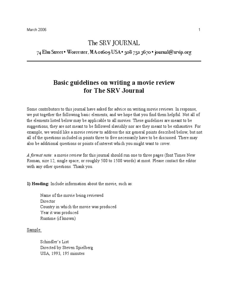 Movie Review Guidelines PDF PDF