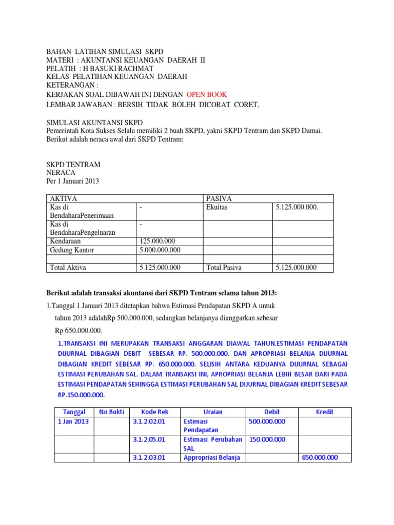 Contoh Soal Dan Jawaban Akuntansi Skpd Berbagi Contoh Soal