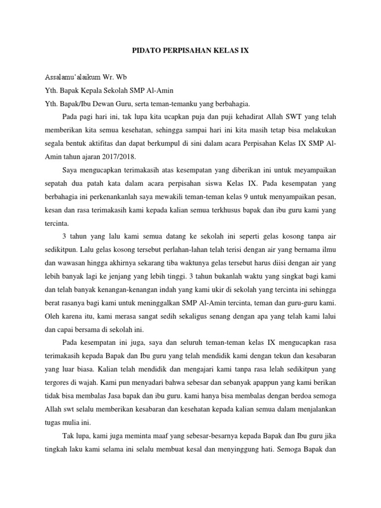 Pidato Perpisahan Kelas Ix  PDF