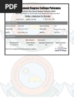 Government Degree College Pulwama: Online Admission Fee Receipt