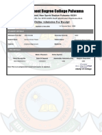 Government Degree College Pulwama: Online Admission Fee Receipt