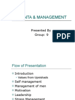 Vedanta & Management: Presented by Group: 9