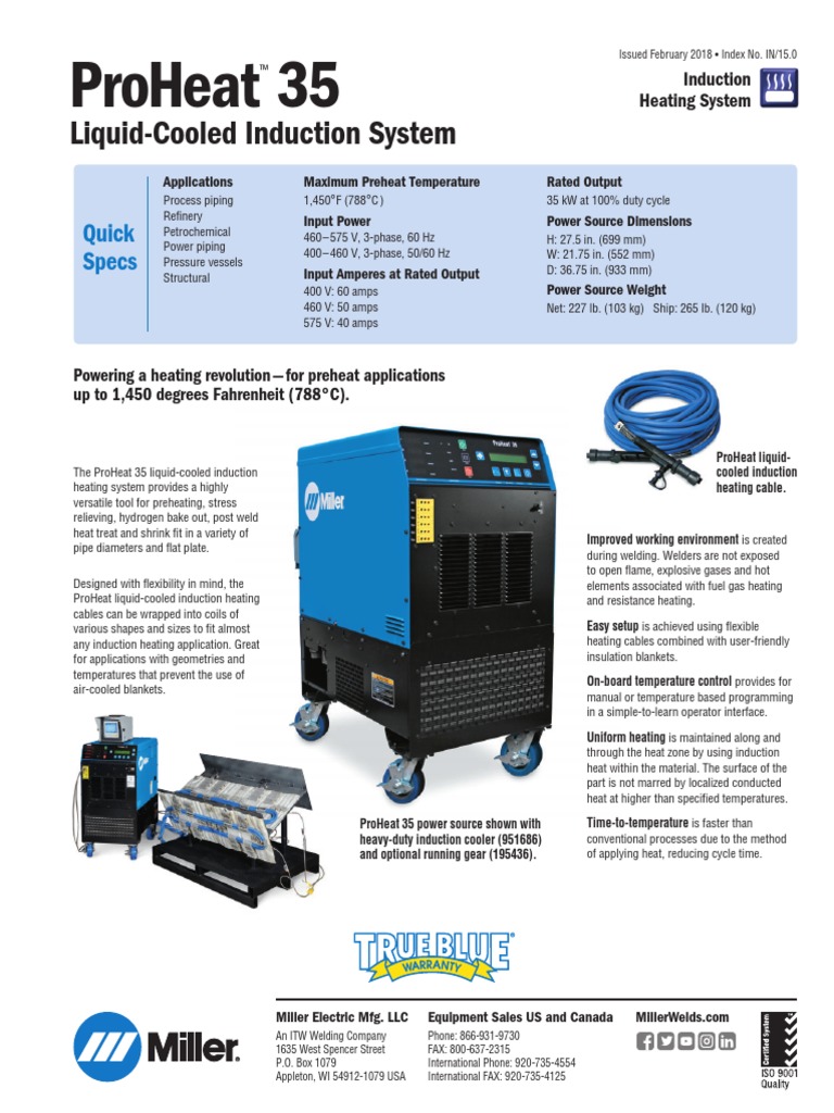 IN150 ProHeat 35 WaterCooled Induction System English Thermocouple Hvac
