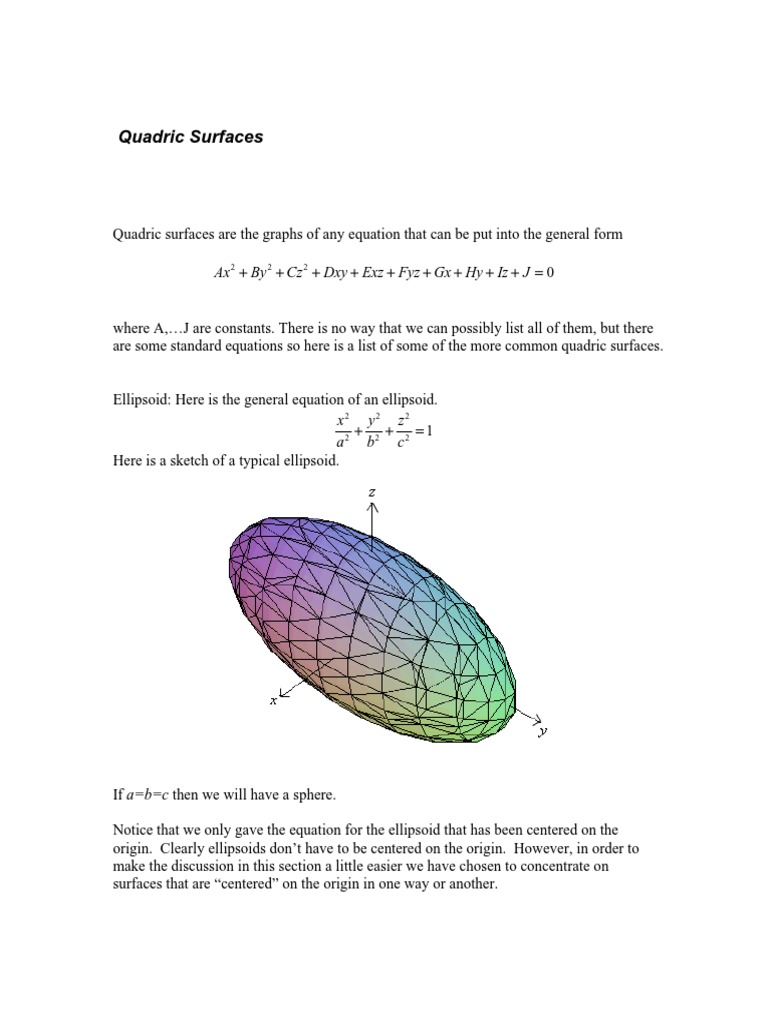 Calculus III - Quadric Surfaces