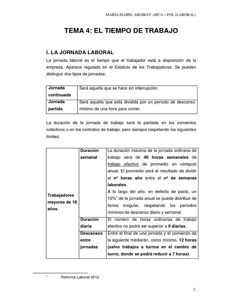 Tema 4 El Tiempo de Trabajo 0 57 PDF Tiempo de trabajo Bienestar