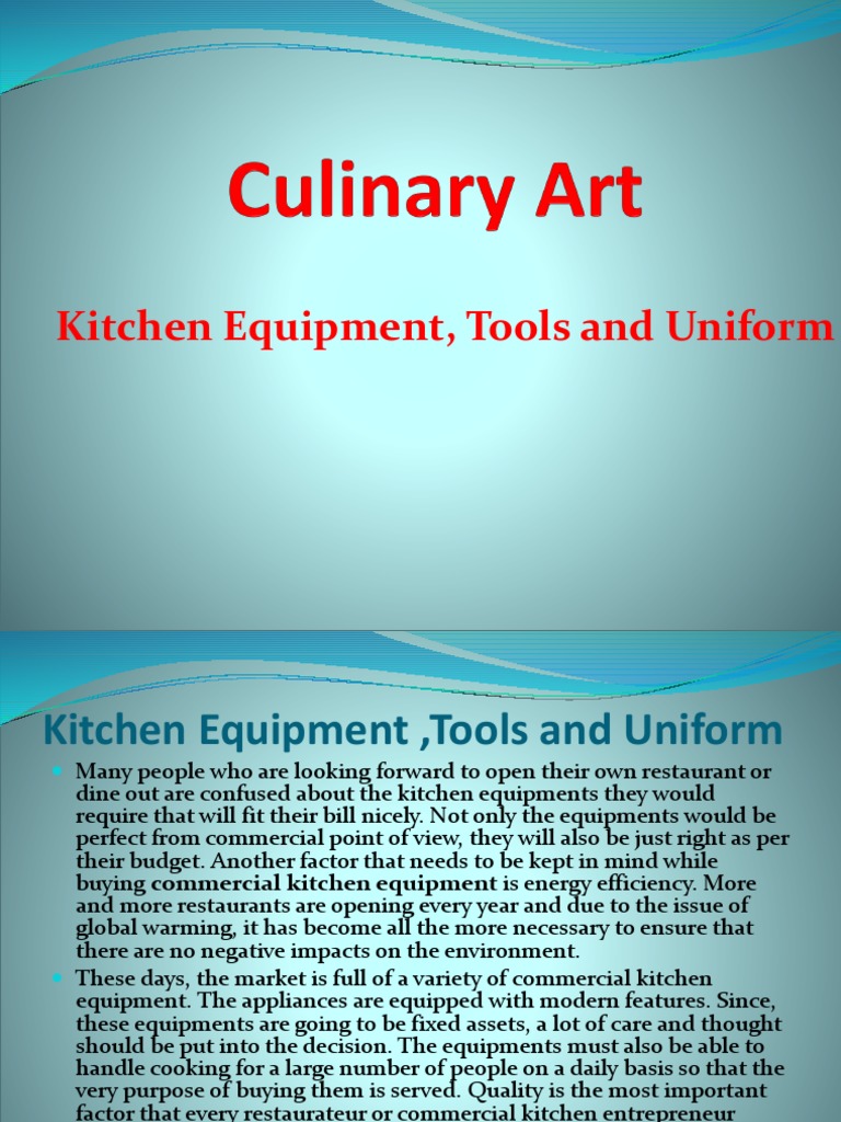 Essential Kitchen Equipment for Restaurants | PDF | Cooking | Food And ...