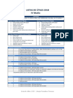 Listas de Útiles 4º Medio 2018