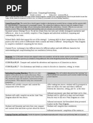 compare and contrast 1st grade lesson plan