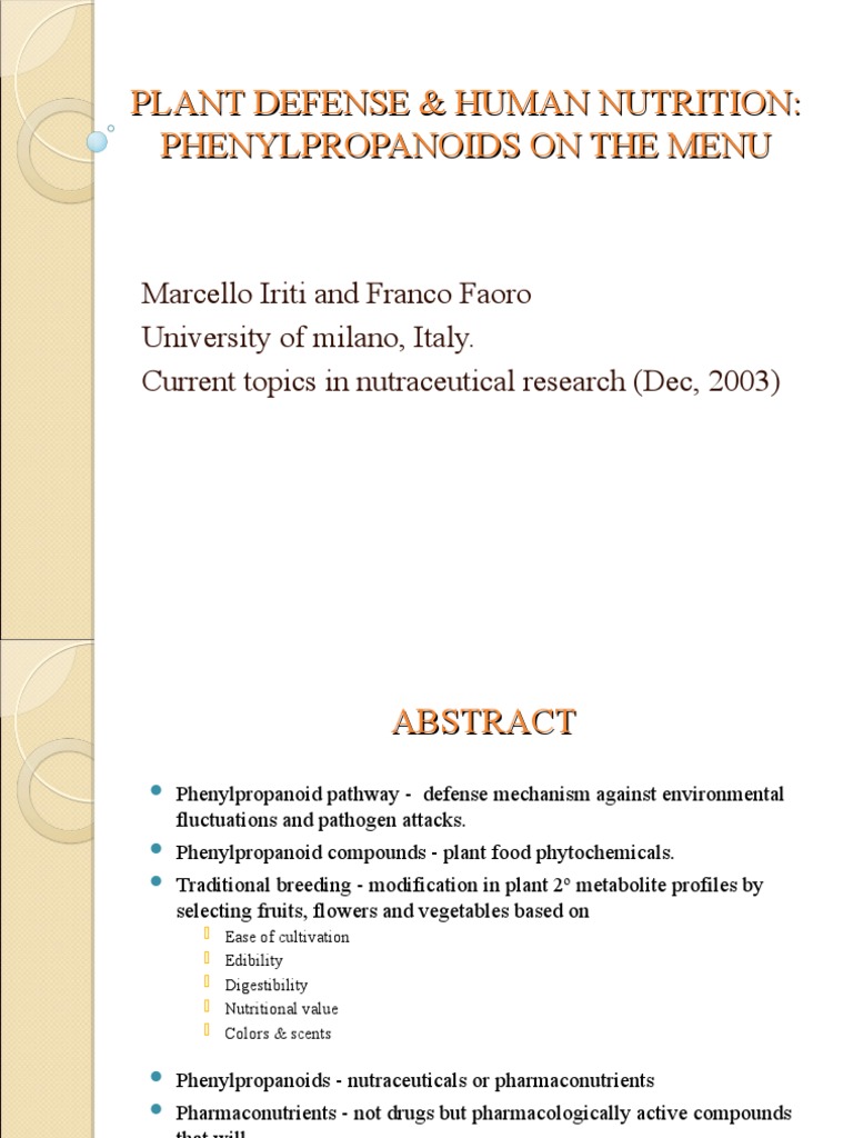 Plant Defense Mechanisms and Nutrition | PDF | Phenylalanine | Tyrosine