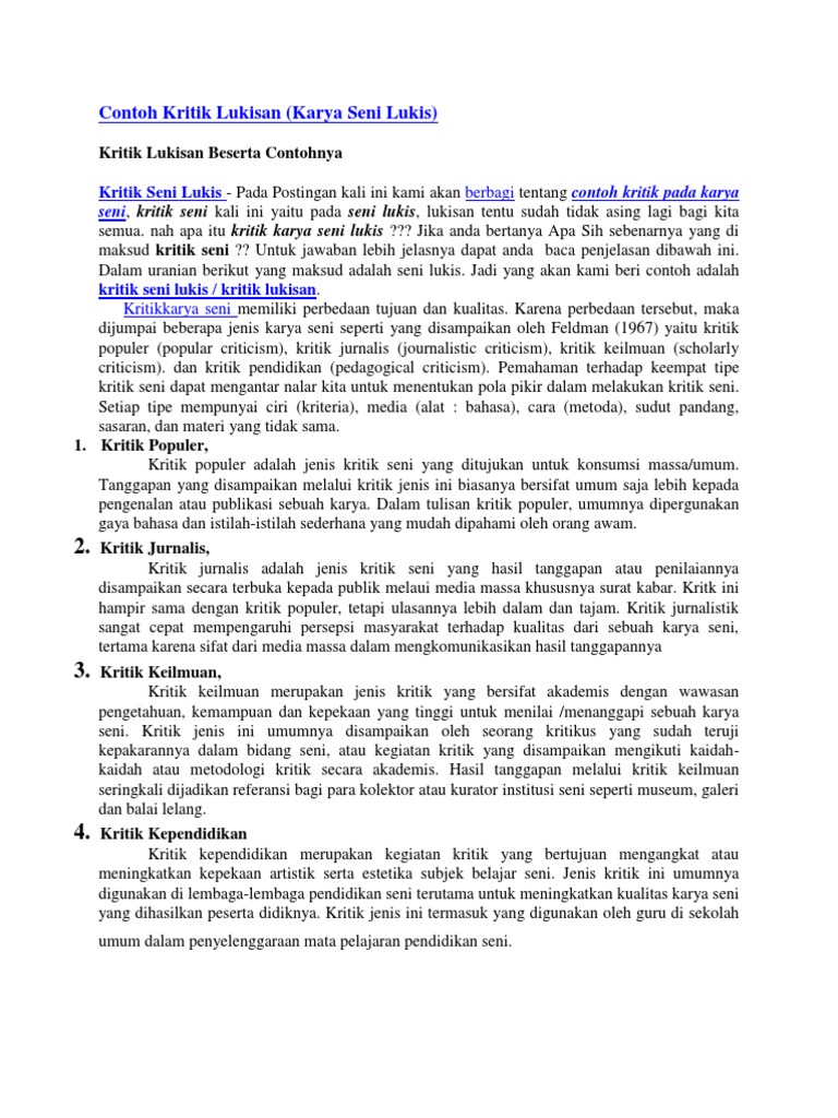 Contoh Kritik Lukisan