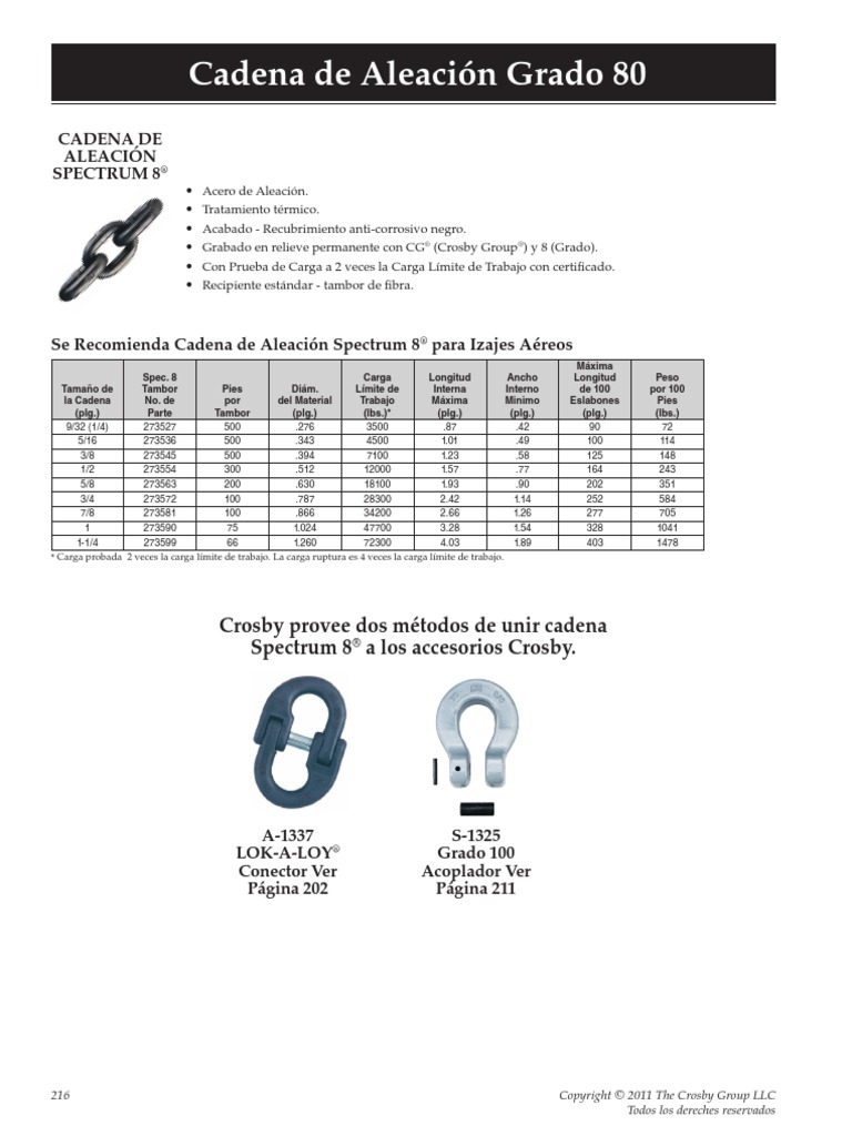 Cadena Aleacion - Grado 80 - Crosby | PDF | Naturaleza