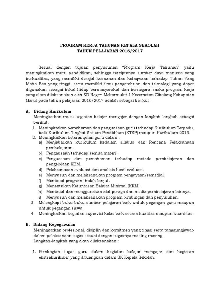 Program tahunan kepala sekolah sd