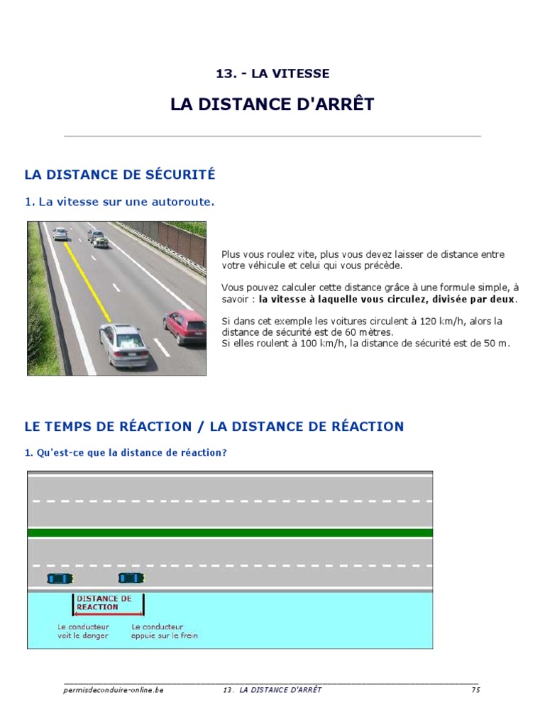 Calcul de la distance d'arrêt en conduite | PDF | Système anti-blocage ...