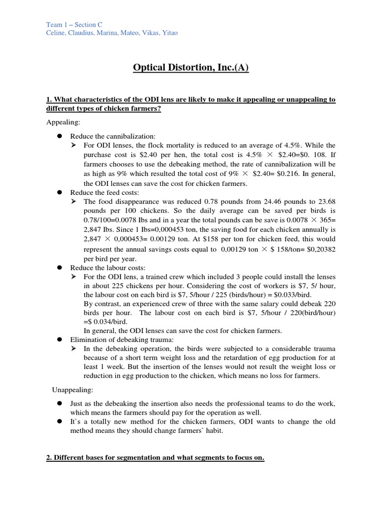 Optical Distortion, Inc. (A) PDF Chicken Market (Economics)