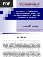 Download Ppt urgensi keterampilan kolaborasi dan kreativitas dalam membangun generasi milenial by Ovi Syafiatul Maula SN374161893 doc pdf