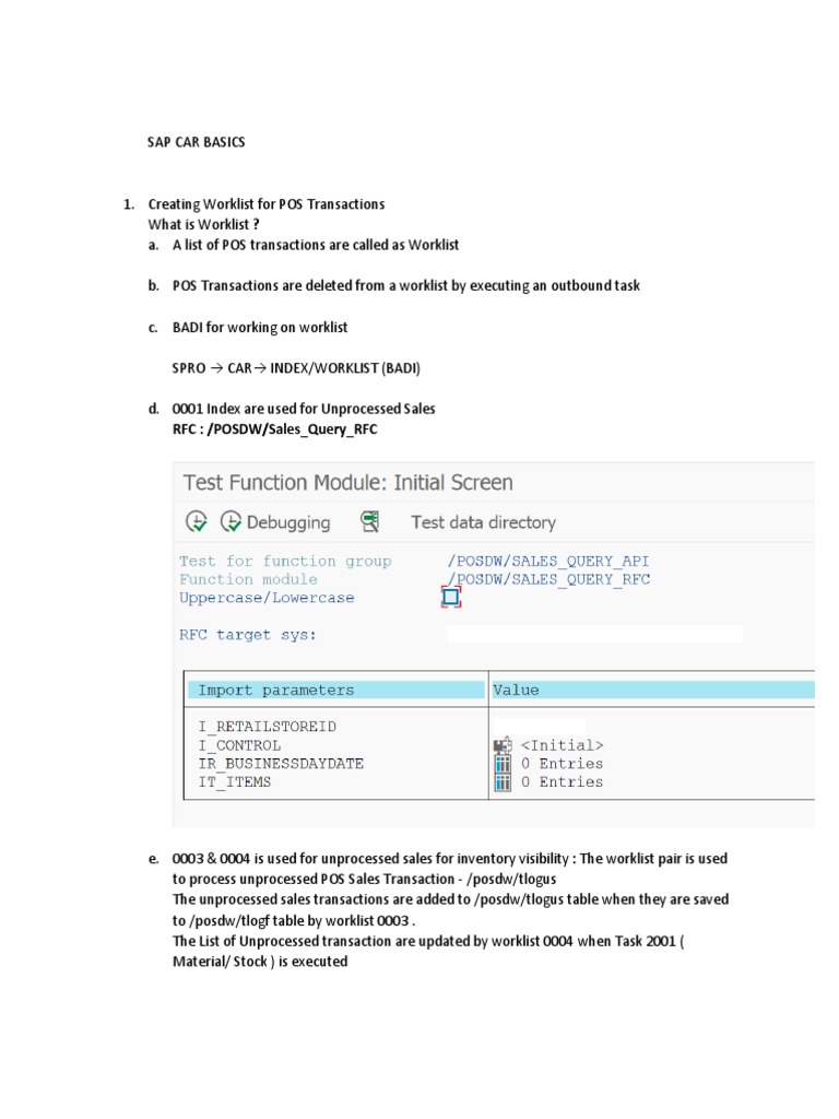 SAP CAR Worklist for POS Transactions | PDF