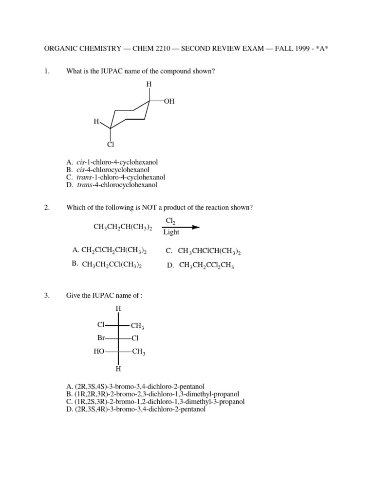 Organic Chemistry Help! Practice Exam Window For XulaO1e2 PDF