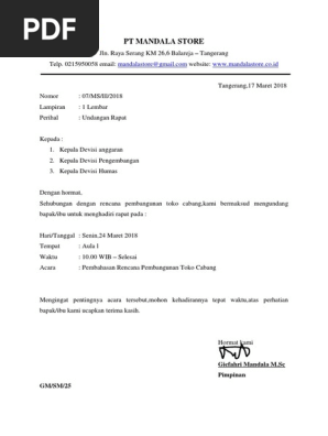 Contoh Surat Undangan Rapat Bahasa Inggris - Sample Surat 