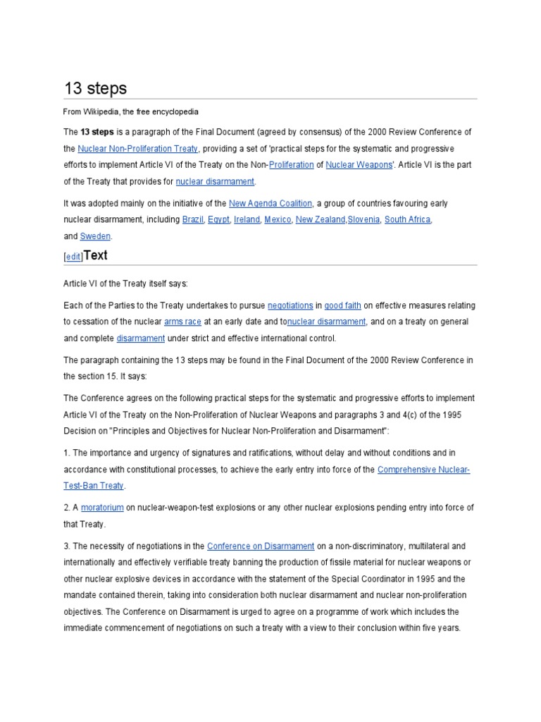 13 Steps for Nuclear Disarmament | PDF | Government | Securities