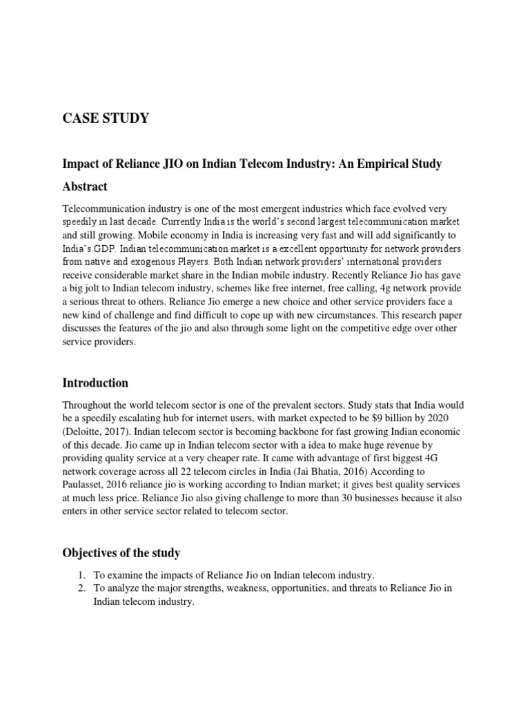 Reliance Jio Case Study New | PDF | Telecommunication | Telecommunications