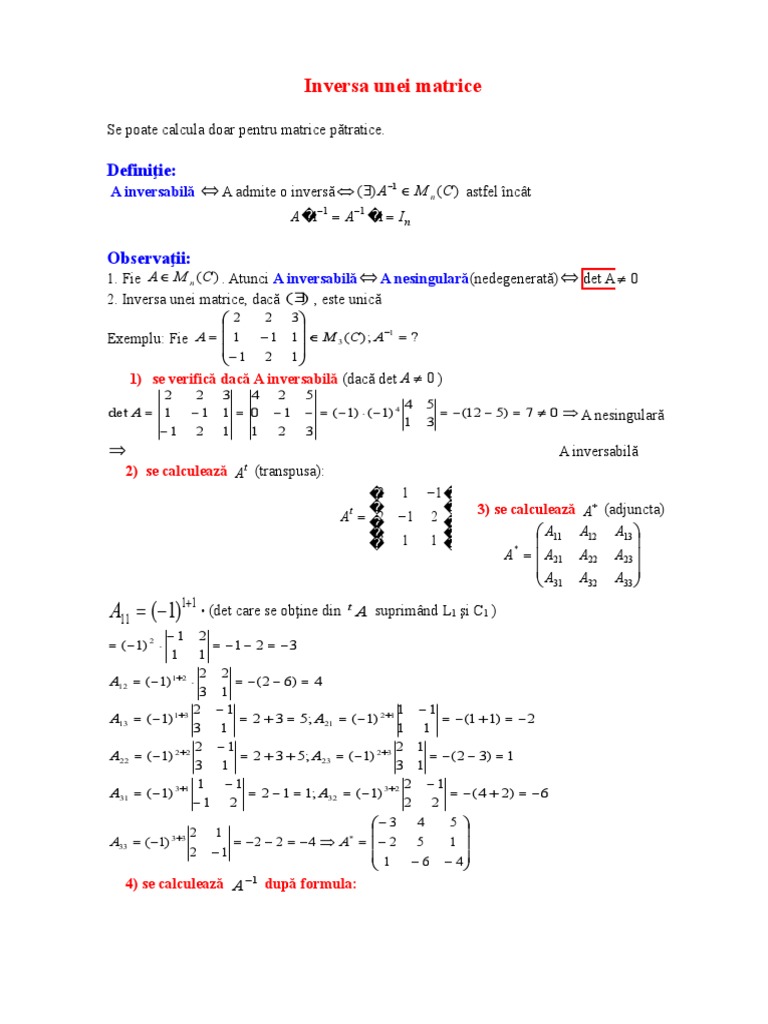 Matrice Inversabila Exemplu