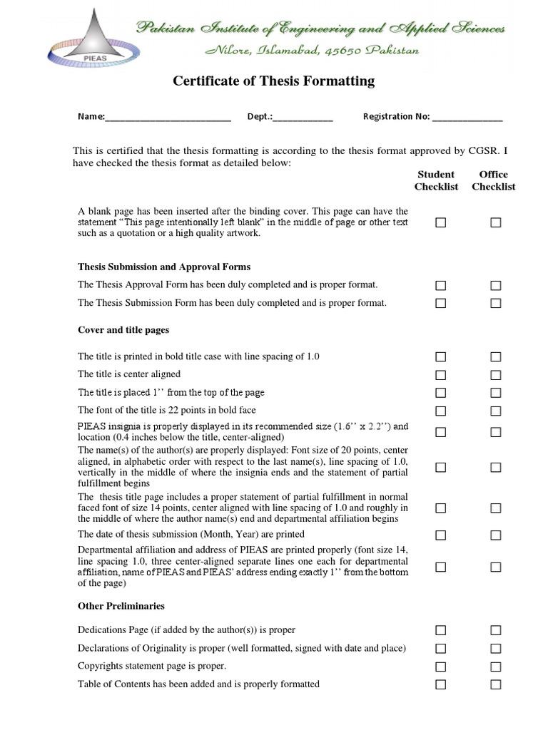 Certificate Regarding Thesis Format PDF Bookbinding Thesis