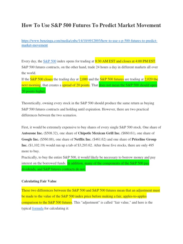 S&P 500 Futures Fair Value Explained | PDF | Futures Contract | S&P 500  Index