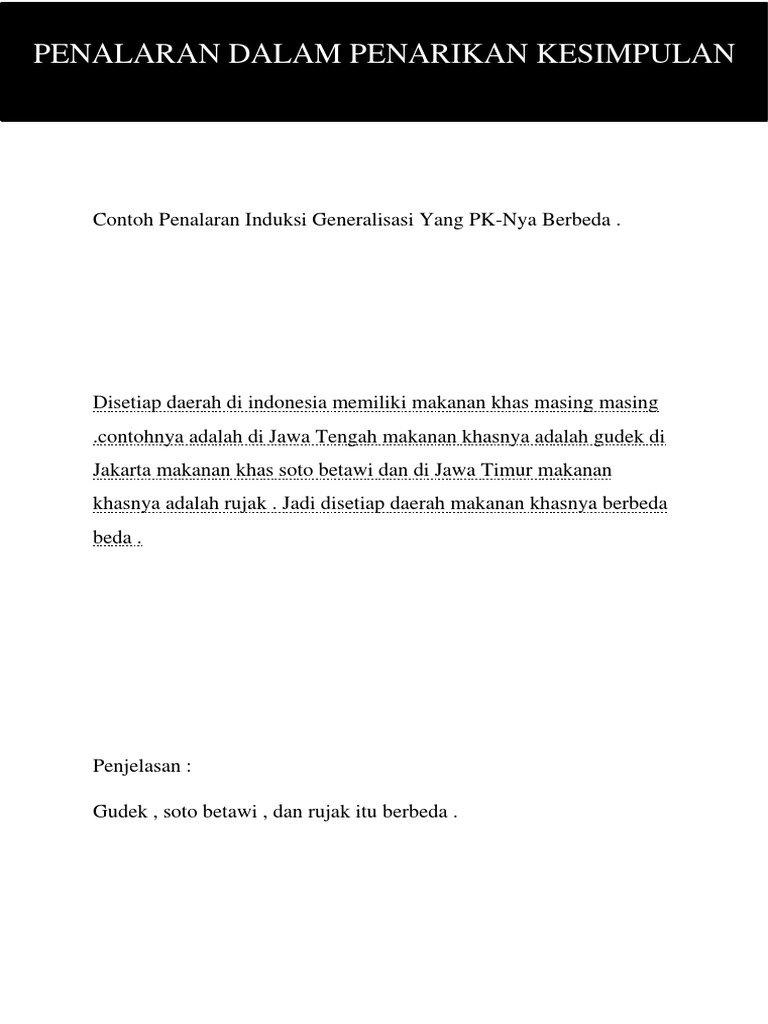 Contoh Penalaran Induksi Generalisasi Yang Pk