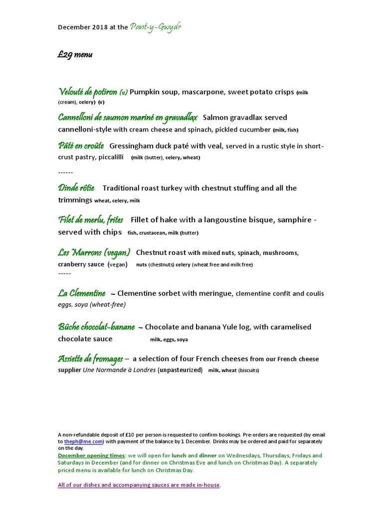 December Set Menu 2018 | PDF