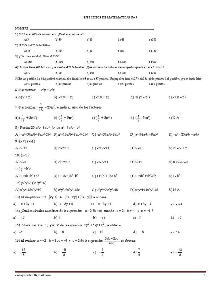 Ejercicios de Matemáticas: Problemas y Soluciones | PDF | Objetos ...
